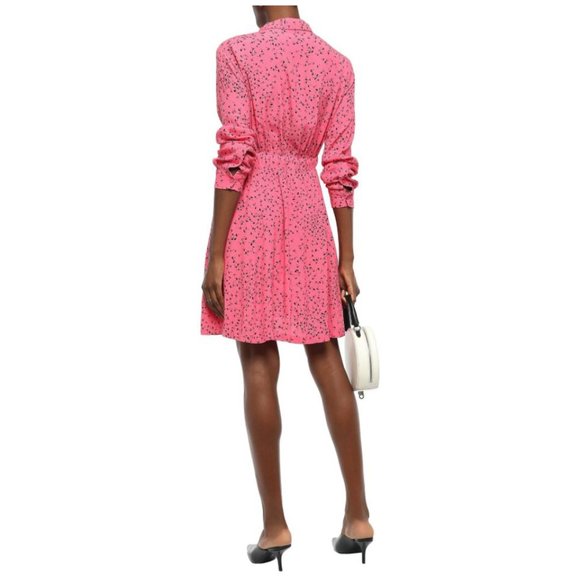 🦩3x HP!🦩 NWT Ganni Barra Pink Crepe Shirt Dress - Picture 3 of 11